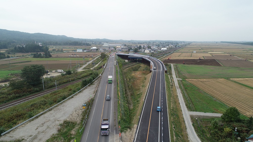 >一般国道１２号線　美唄市　光珠内跨線橋仮道改良工事